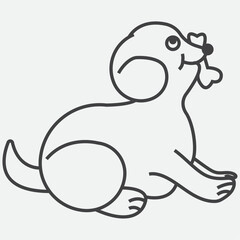 Cute little dog pet with bone vector icon design