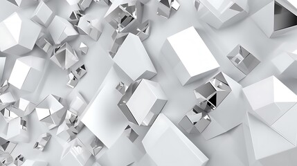 Abstract White And Silver Geometric Shapes Composition