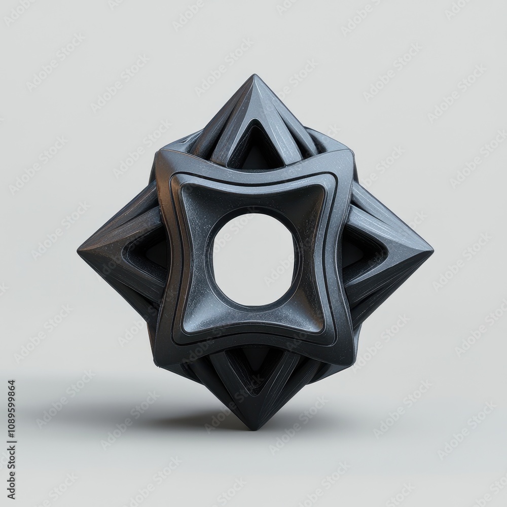 Poster geometric 3d sculpture: layered triangular prism structure