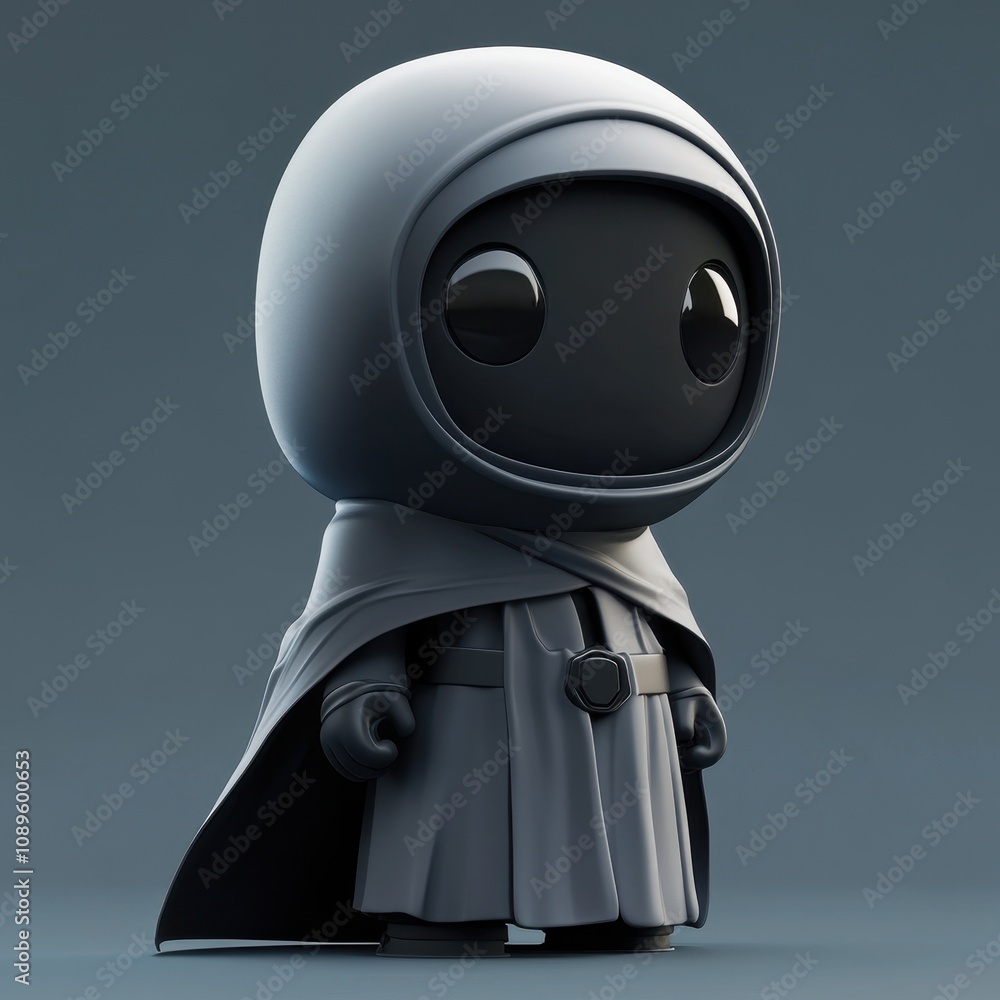 Poster adorable robot character in minimalist design