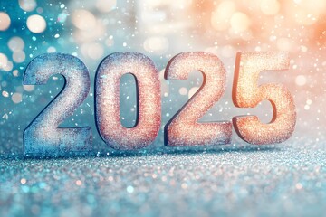 A vibrant and colorful background highlights the year 2025 in an abstract design. Generative AI.