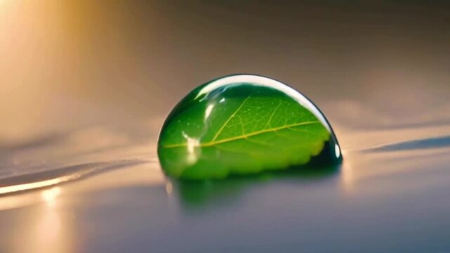 Shimmering Water Droplet on Leaf: Macro Reflection Transformed into Mystical Cosmic Galaxy with Sparkling Ethereal Nature Detail