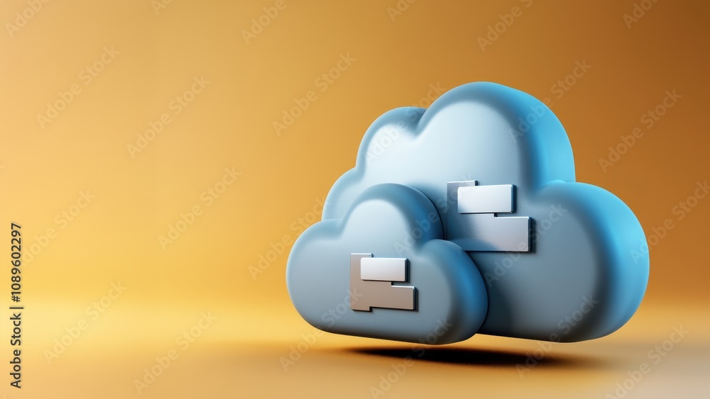 Poster mitigating security risks and threats concepts. digital cloud storage concept with stylized clouds a
