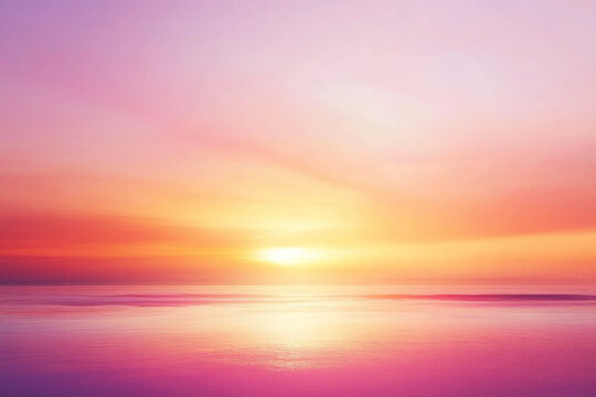 A blurred gradient background fades from warm pink to pale orange and purple. The soothing sunset colors create a peaceful, glowing atmosphere with a calm ambiance