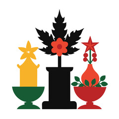 christmas tree and candle silhouette vector illustration 