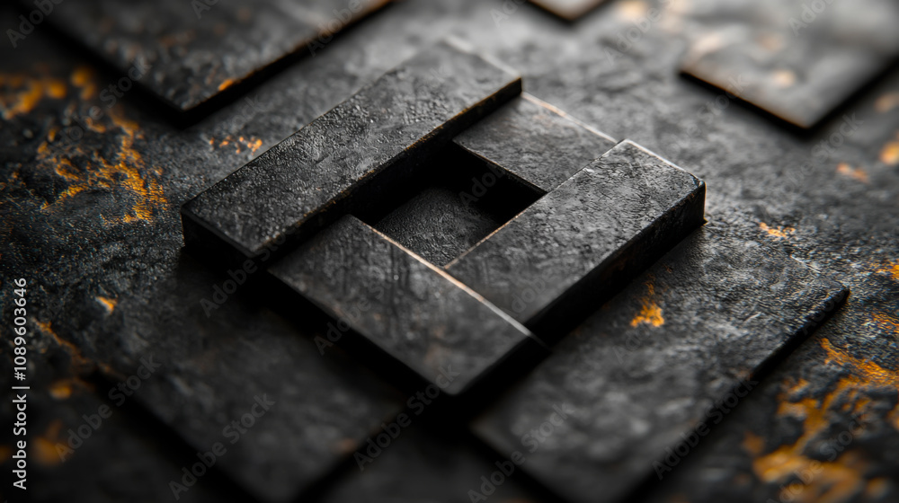 Poster detailed close-up of a textured stone surface with geometric patterns and subtle lighting effects hi