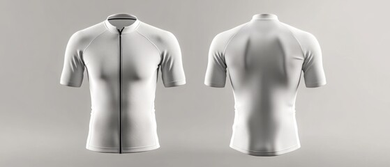 white Cycling jersey template mockup with front and back view.
