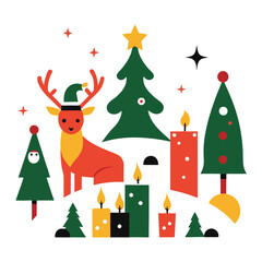 set of christmas icons silhouette vector illustration 