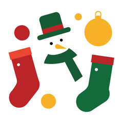 set of christmas socks silhouette vector illustration 