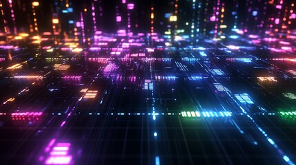 Obraz premium Abstract glowing business data grids forming dynamic market trends