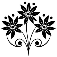 Floral line art Flowers on white backgrounds. 