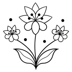 Floral line art Flowers on white backgrounds. 