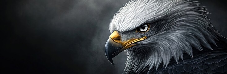 Eagle head close-up, dark background