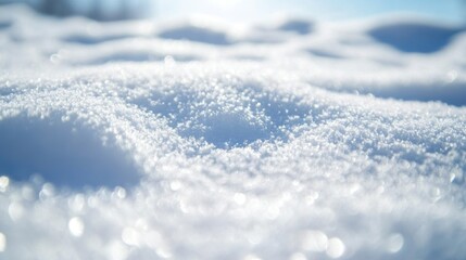 Fototapeta premium Sparkling Winter Snow Glistens Brightly In Sunlight