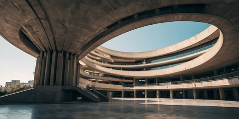 Obraz premium brutalist hospital building, created by generative ai