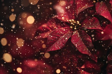 Burgundy with hints of gold snowfall for a holiday feel