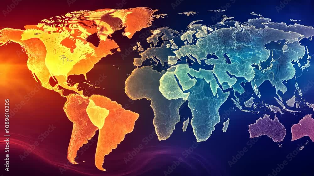 Poster detailed heatmap of global weather patterns, with swirling colors representing temperature variation