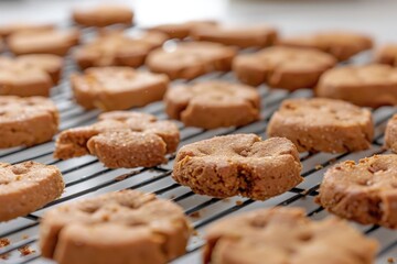 Freshly baked cookies on a wire rack, ready for consumption