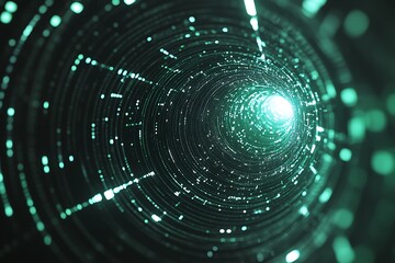 Subtle radial gradient from black to green with data stream outlines