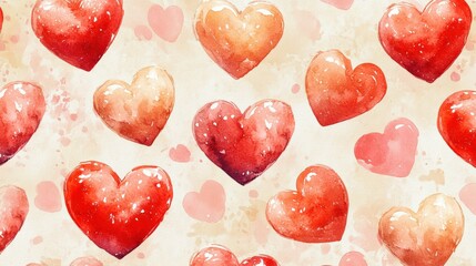 Valentine's day, watercolor illustration in the form of hearts pattern. Heart element design for Valentine's Day