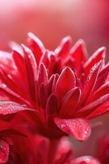 Fototapeta premium A close-up shot of a red flower with water droplets on its petals