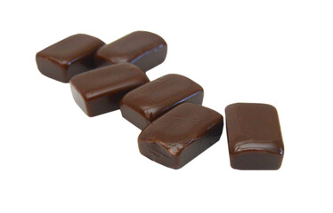 Coffee candies isolated on white background