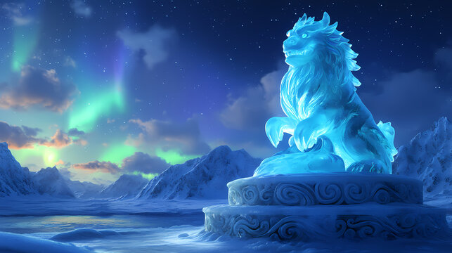 dragon statue in the snow