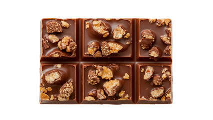 A photo of a chocolate bar with a crispy texture no background.