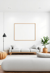 Contemporary Scandinavian Design with an Empty Frame for Artwork
