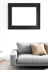 Minimalist Scandinavian Living Room Featuring Empty Picture Frame