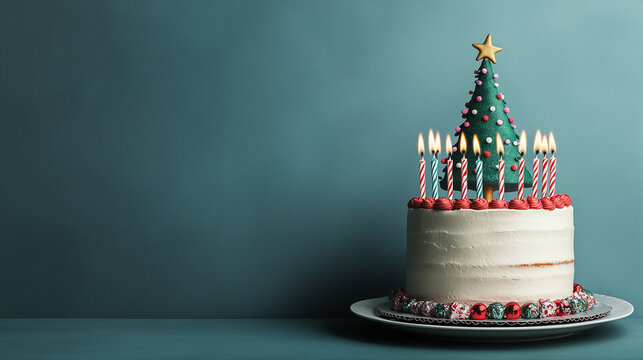 birthday cake with a christmas tree. perfect for those who were born from 24th of December to 1st of January.