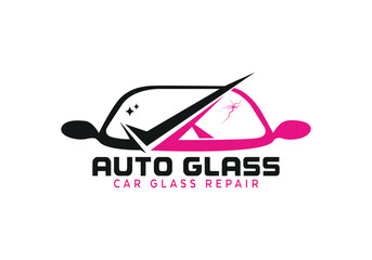 Auto glass repair logo design vectors