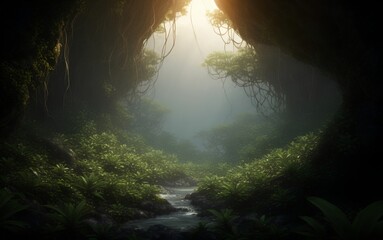 Tropical Rainforest Cave Entrance - Explore the Mysterious Unknown World