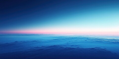 Obraz premium Aerial View Of Pink And Blue Sunset Over Clouds