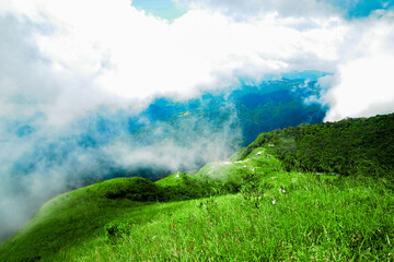 Breathtaking mountain view tropical highlands nature landscape cloudy serenity elevated perspective tranquil escape