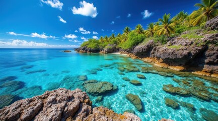 Vibrant tropical paradise with crystal clear water