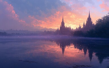 Twilight Reflections - A fairytale castle mirrored in the water