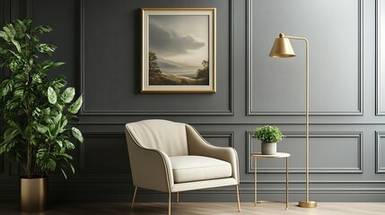 Beautiful Colored Mockup Bedroom Interior Blank Poster Decoration Art Background Image, generative AI