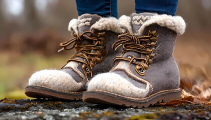 hiking boots on the ground