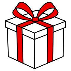 Sleek black gift box with a vibrant red bow on a white background