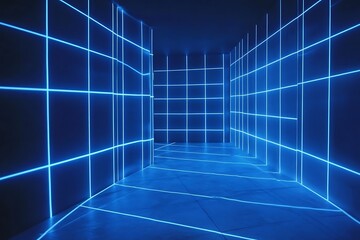 Abstract glowing blue gridlines on a navy background