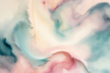 Colorful abstract swirling patterns evoke calm and tranquility in soft watercolor hues