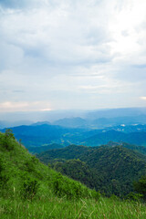 Obraz premium Breathtaking mountain view scenic overlook nature photography lush greenery panoramic perspective tranquil landscape