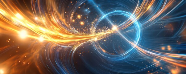 Obraz premium Cosmic Art: Glowing Particles and Dynamic Light Trails