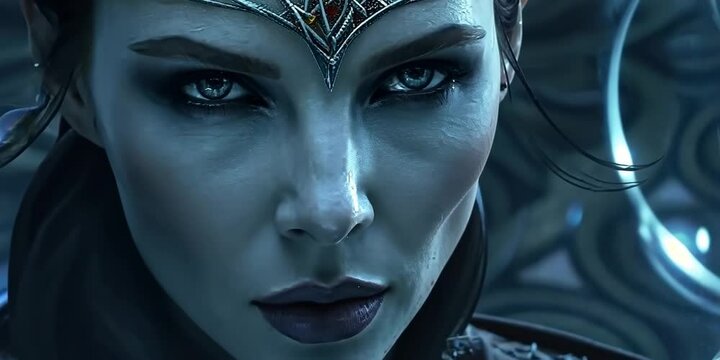 Maleficent enchantress with glowing runes floating around her, 4K Video