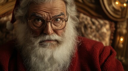 A Serious Santa Claus Close Up Portrait