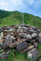 Ancient stone structure mountainous landscape nature photography serene environment close-up view cultural heritage