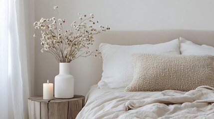 Beautiful Colored Mockup Bedroom Interior Blank Poster Decoration Art Background Image, generative AI
