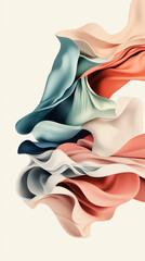 A vibrant abstract composition of flowing silk-like textures, featuring soft gradients and dynamic shapes in harmonious colors.
