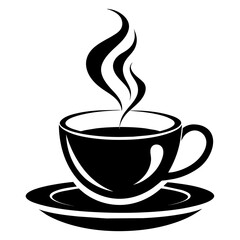Elegant Coffee Cup Vector Silhouette on White Background – Minimalist Design